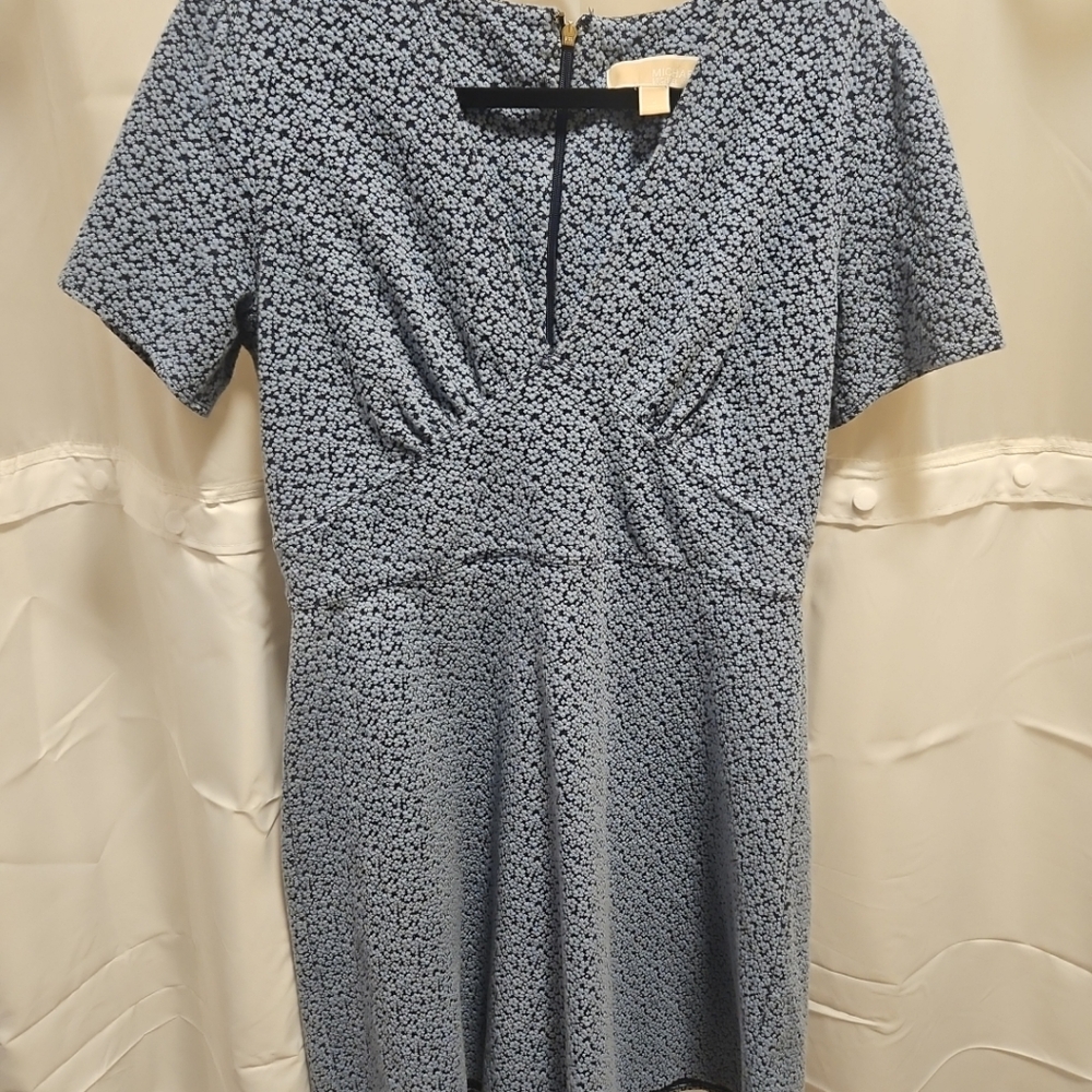 Michael Kors Size Large Elegant Blue Floral Dress